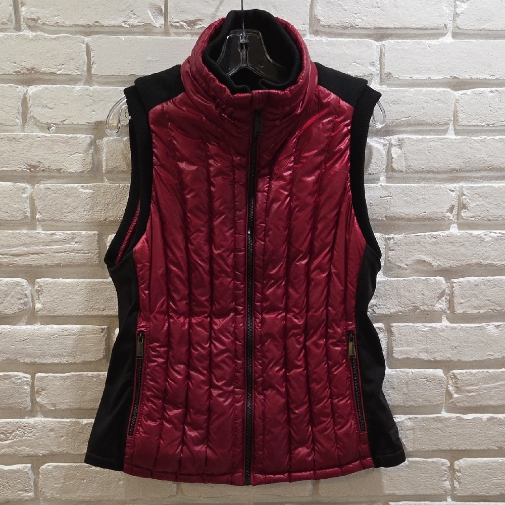 Calvin Klein Collection Burgundy and Black Puffer Vest
